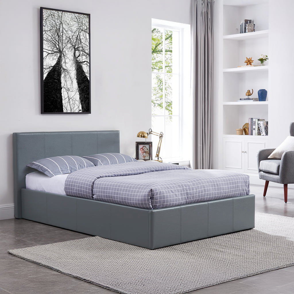 LUNA Faux Leather Ottoman Storage Bed Available Colour Size & Mattress Options