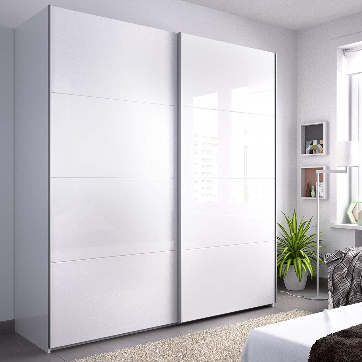 ARM White 2 Door Sliding Wardrobe 150cm Wide Contemporary Design
