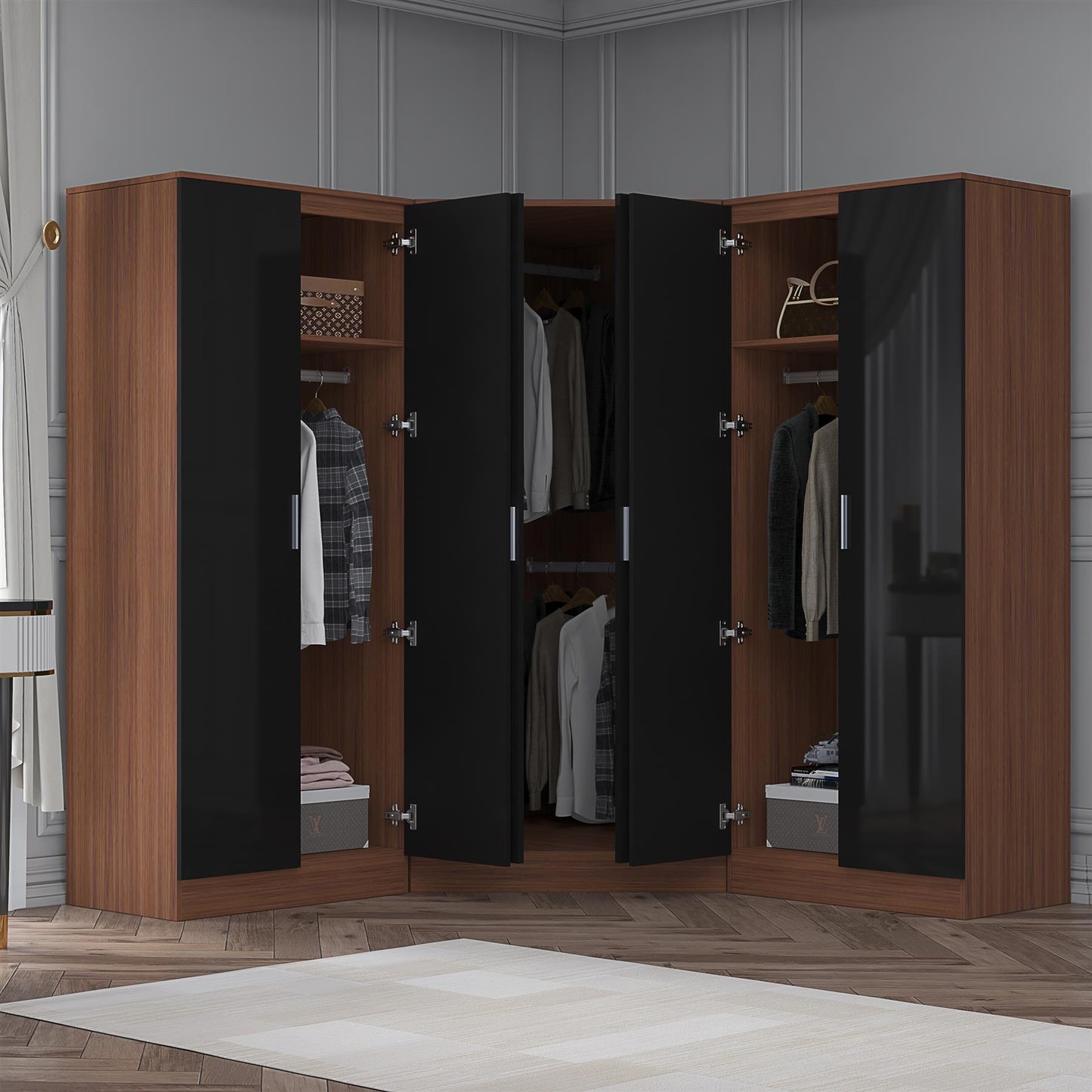 REFLECT Gloss 6 Door Wardrobe Bundle - 2 Door Corner + 2 Door + 2 Door Wardrobe