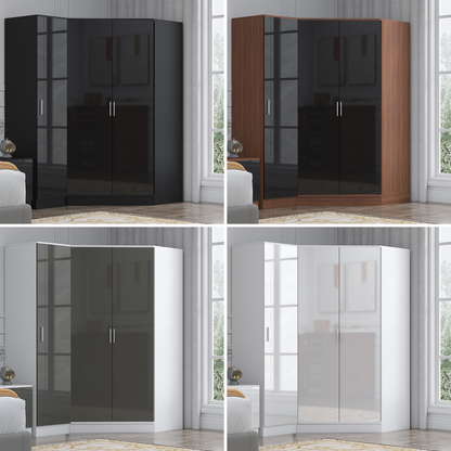 REFLECT Gloss 3 Door Corner Wardrobe Bundle Inc Corner + 1 Door Wardrobe Set