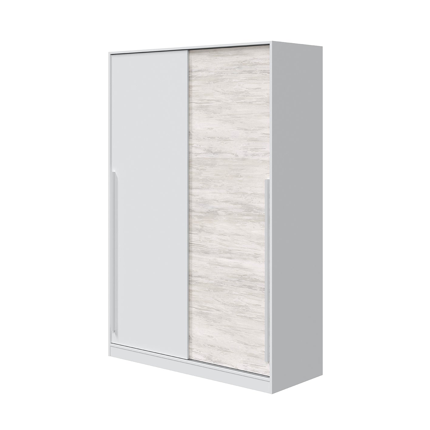 TOP 2 Door Large Modern Sliding Bedroom Wardrobe - White & Light Oak Finish
