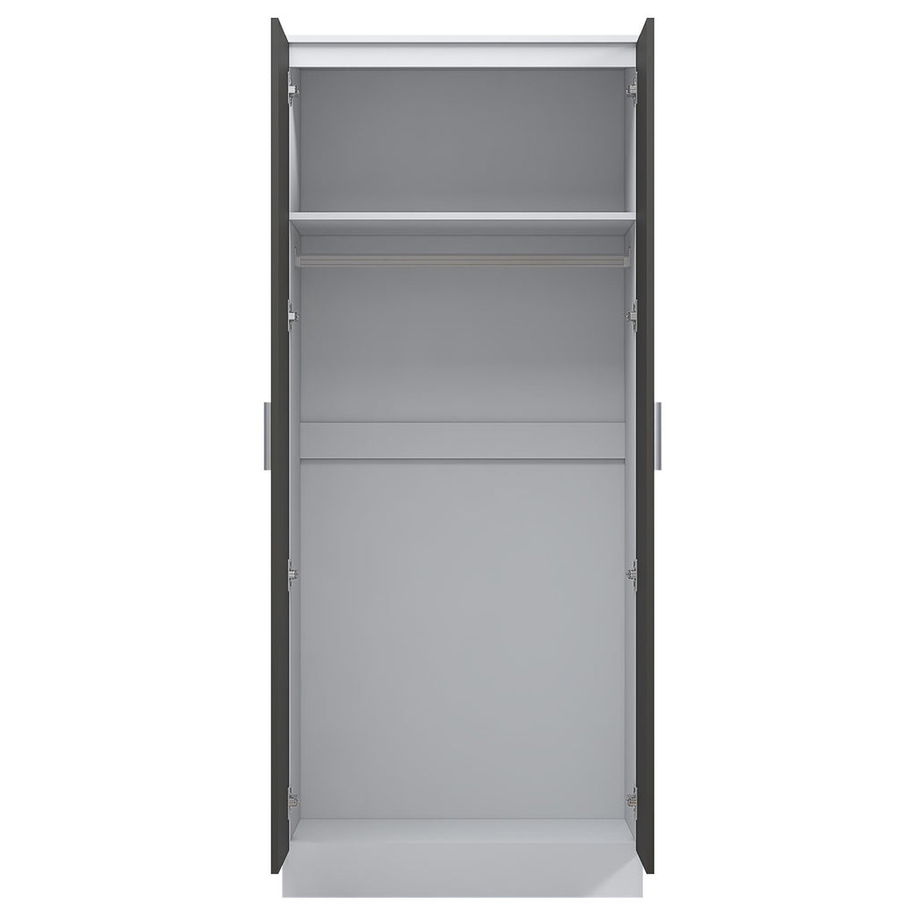 REFLECT High Gloss Bedroom Furniture Wardrobe Chest Bedside Desk in Grey/White