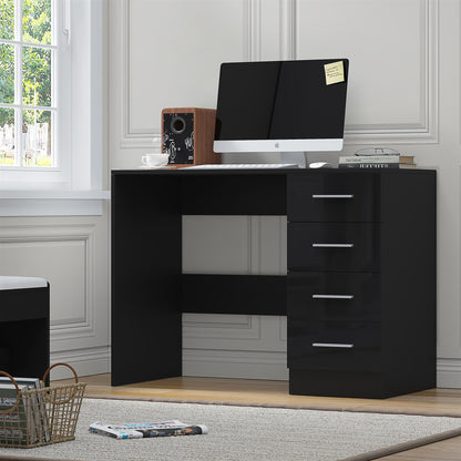REFLECT High Gloss Bedroom Furniture Wardrobe Chest Bedside Desk Option in Black
