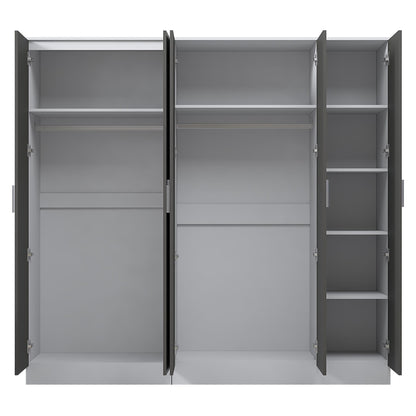 Reflect 2pc Wardrobe Bundle - 3 Door Plain + 2 Door Plain - Grey Gloss & Matt White