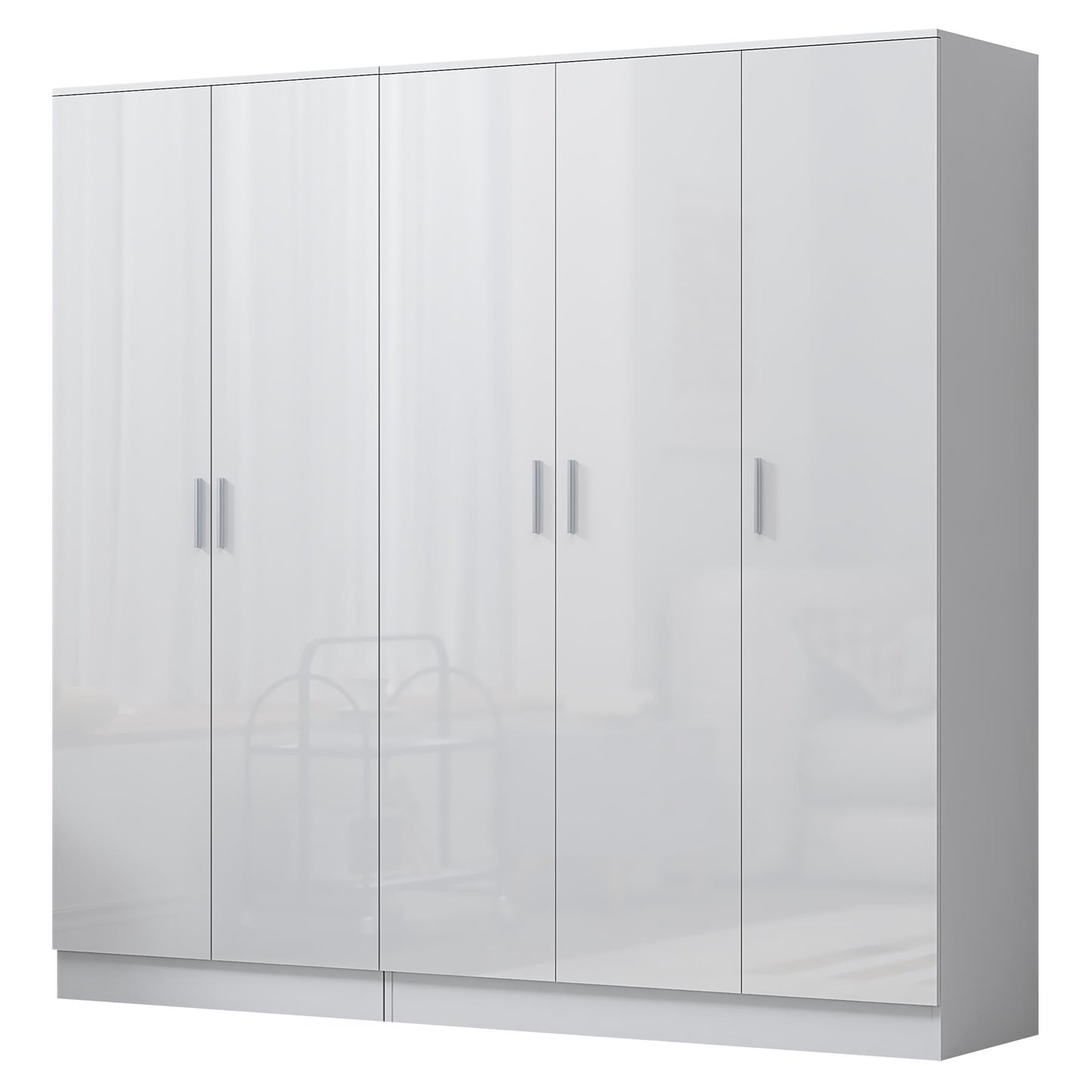 Reflect 2pc Wardrobe Bundle - 3 Door Plain + 2 Door Plain - White Gloss & Matt White