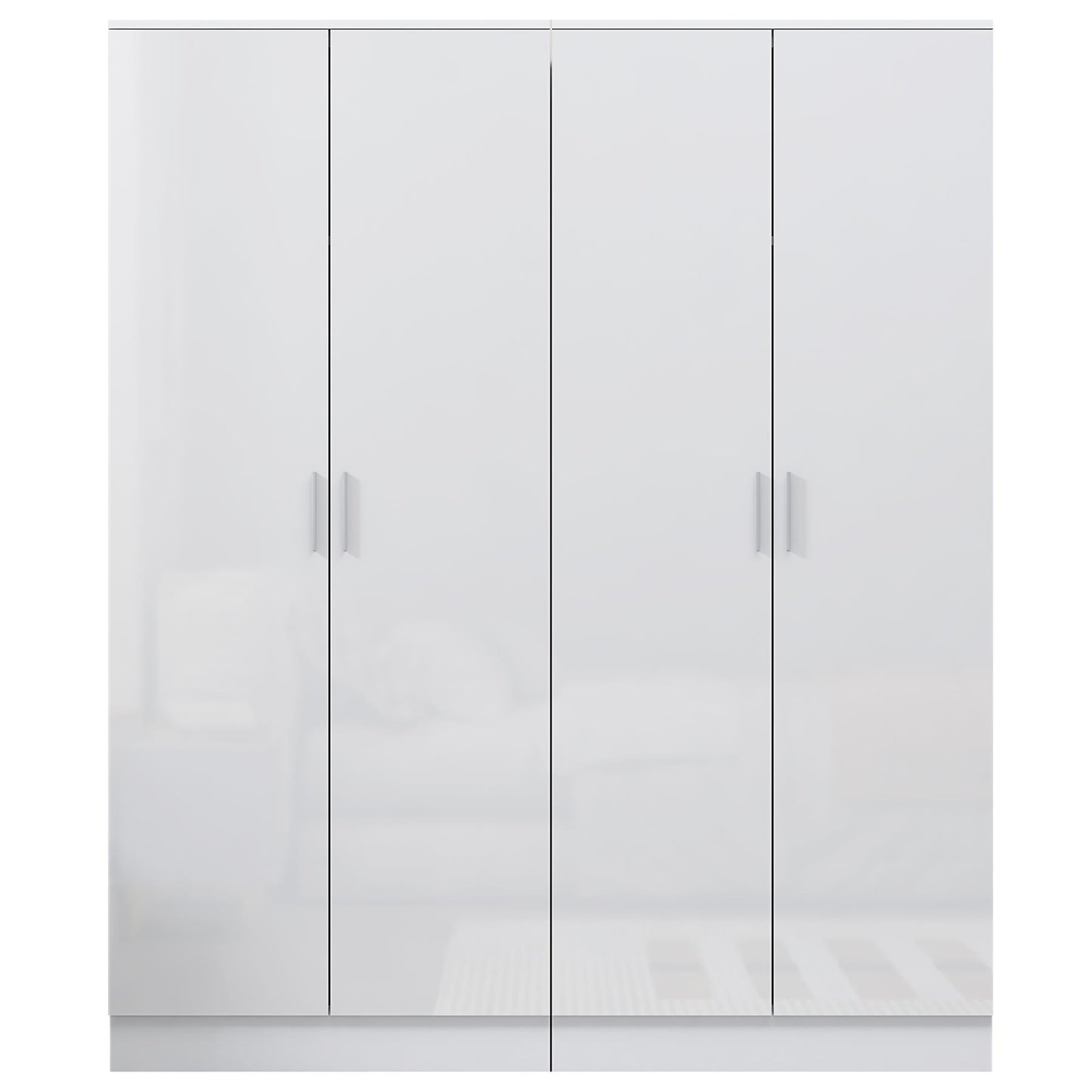 Reflect 2x 2 Door Plain Wardrobe Bundle - White Gloss & Matt White - Hanging Rails & Shelves - Modern Sleek Design