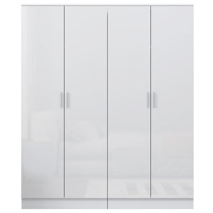 Reflect 2x 2 Door Plain Wardrobe Bundle - White Gloss & Matt White - Hanging Rails & Shelves - Modern Sleek Design