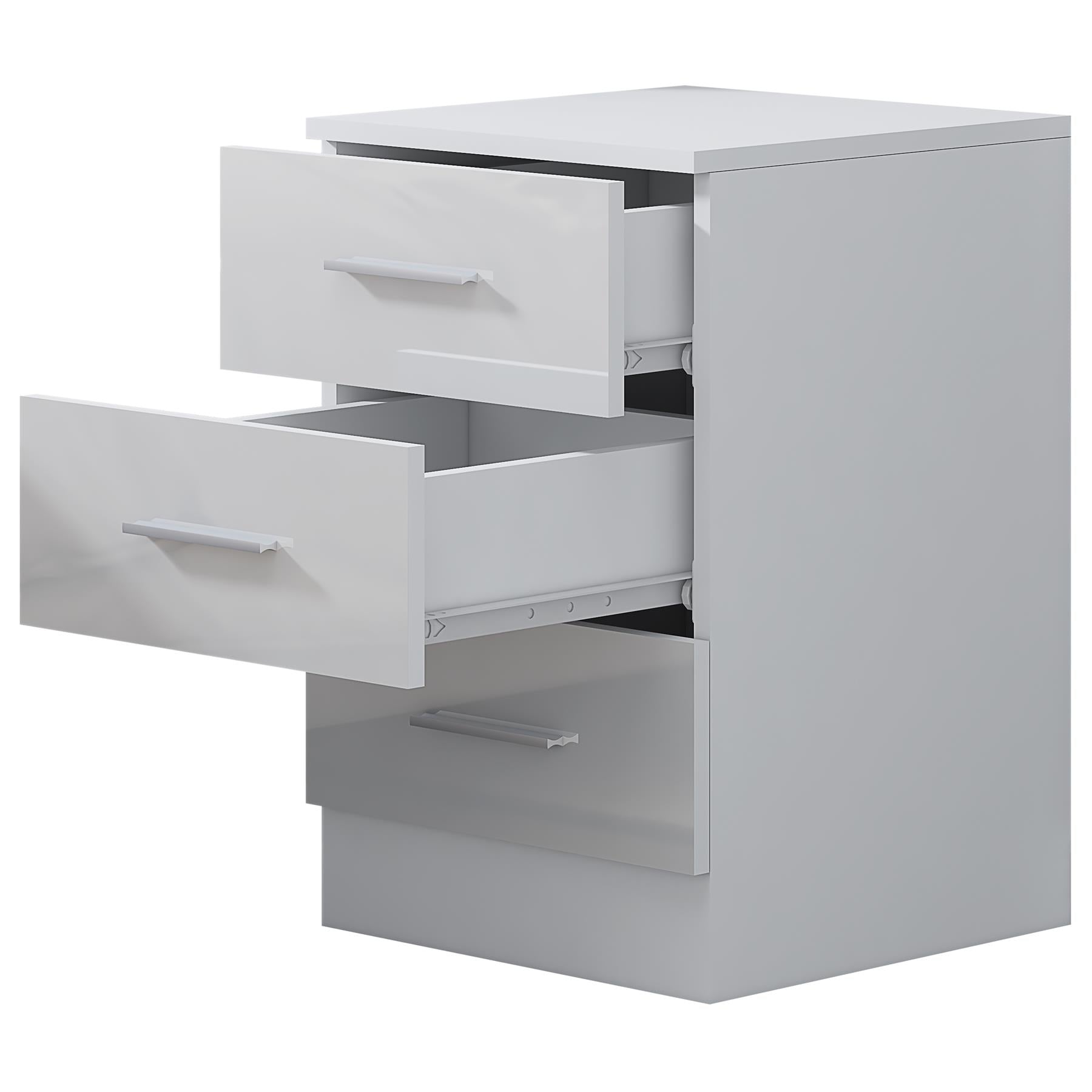 REFLECT High Gloss Bedroom Furniture Wardrobe Chest Bedside Desk Option in White