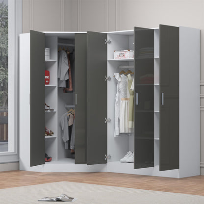 REFLECT Gloss 5 Door Corner Wardrobe Bundle Inc Corner + 3 Door Wardrobe Set