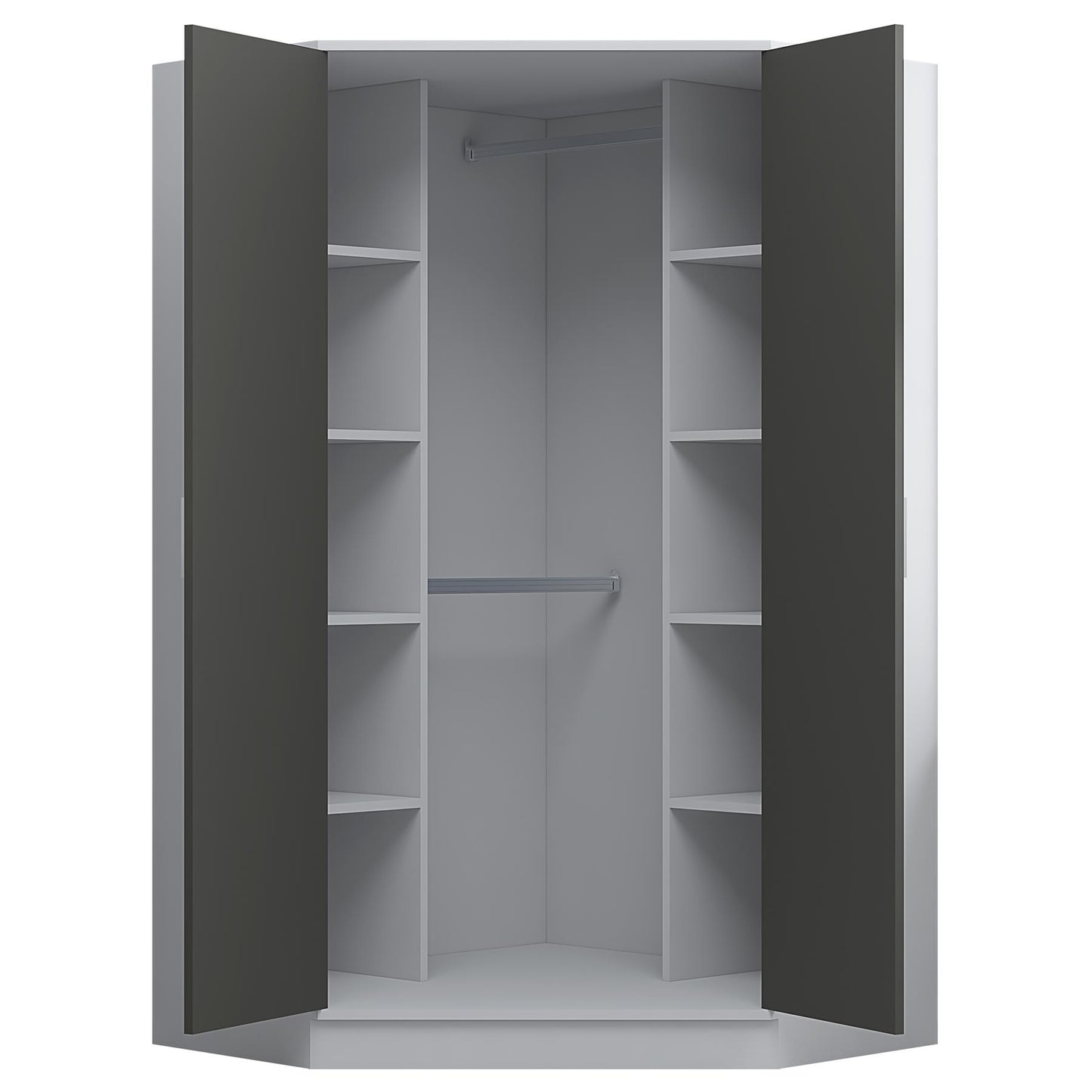 REFLECT Gloss Bedroom Furniture 2 Door Corner Wardrobe - 4 Colour Options