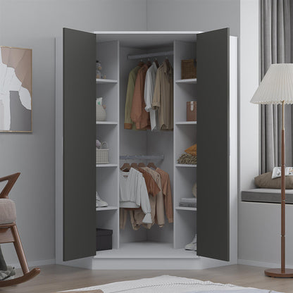 REFLECT High Gloss Bedroom Furniture Wardrobe Chest Bedside Desk in Grey/White