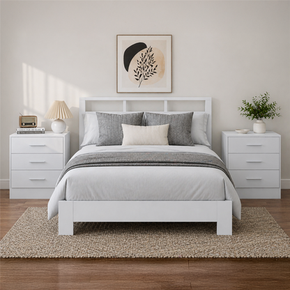Reflect 3 Drawer Bedside Bundle (2x) - White Gloss & Matt White - Modern Bedside