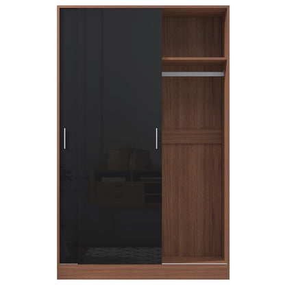 REFLECT High Gloss Bedroom Furniture Wardrobe Chest Bedside Desk - Black/Walnut