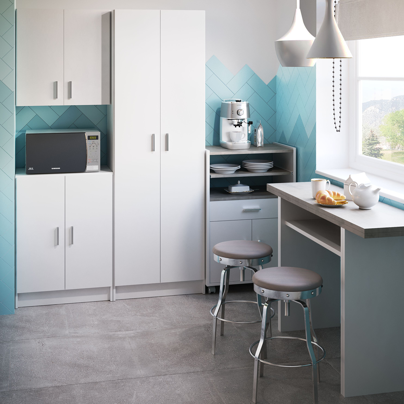 VITA Utility Laundry Cupboard / Cabinet Storage Units in White OR Oak Options