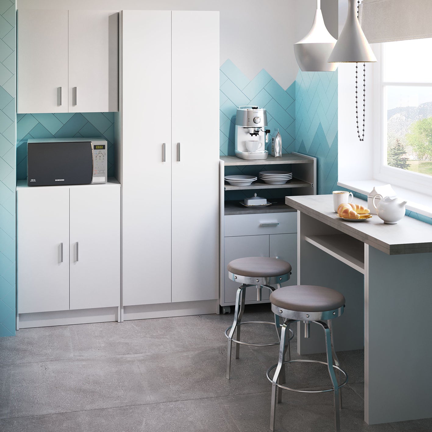 VITA Utility Laundry Cupboard / Cabinet Storage Units in White OR Oak Options