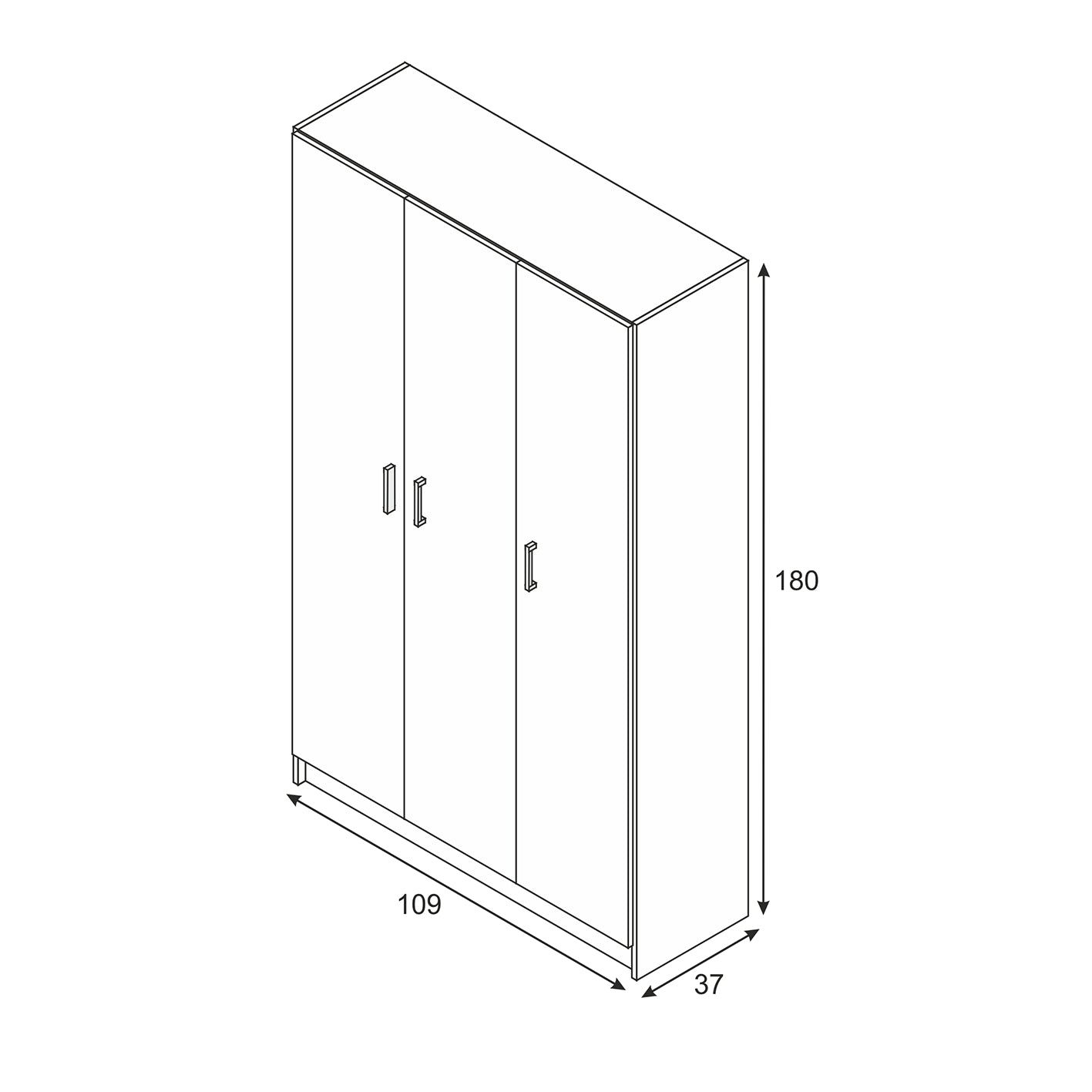 VITA White 3 Door Broom Cupboard - Modular Kitchen & Utility Room Cleaning Storage Cabinet