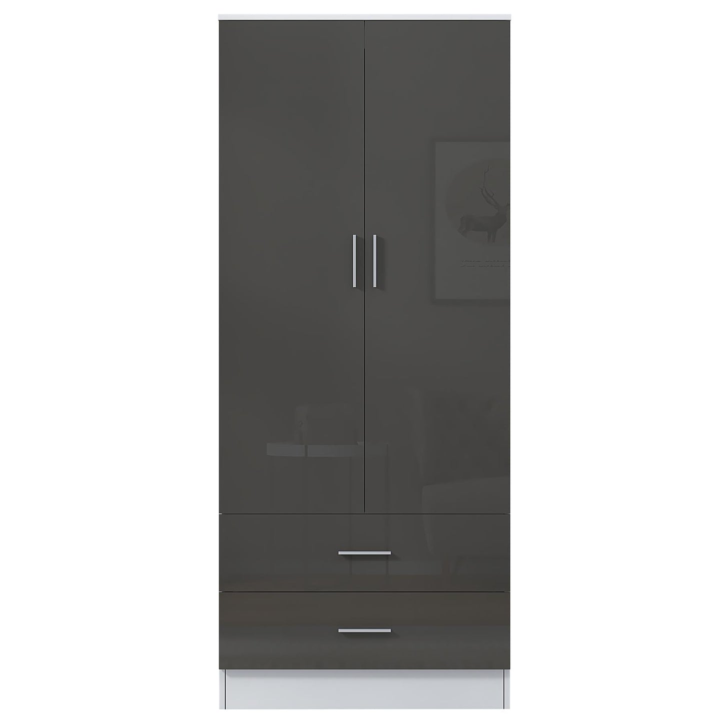 REFLECT Gloss Bedrooom 2 Door & 2 Drawer Combination Wardrobe - 4 Colour Options