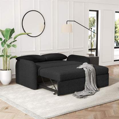 NOMA 2-Seater Boucle Pull Out Sofa Bed with Matching Cushions - Black