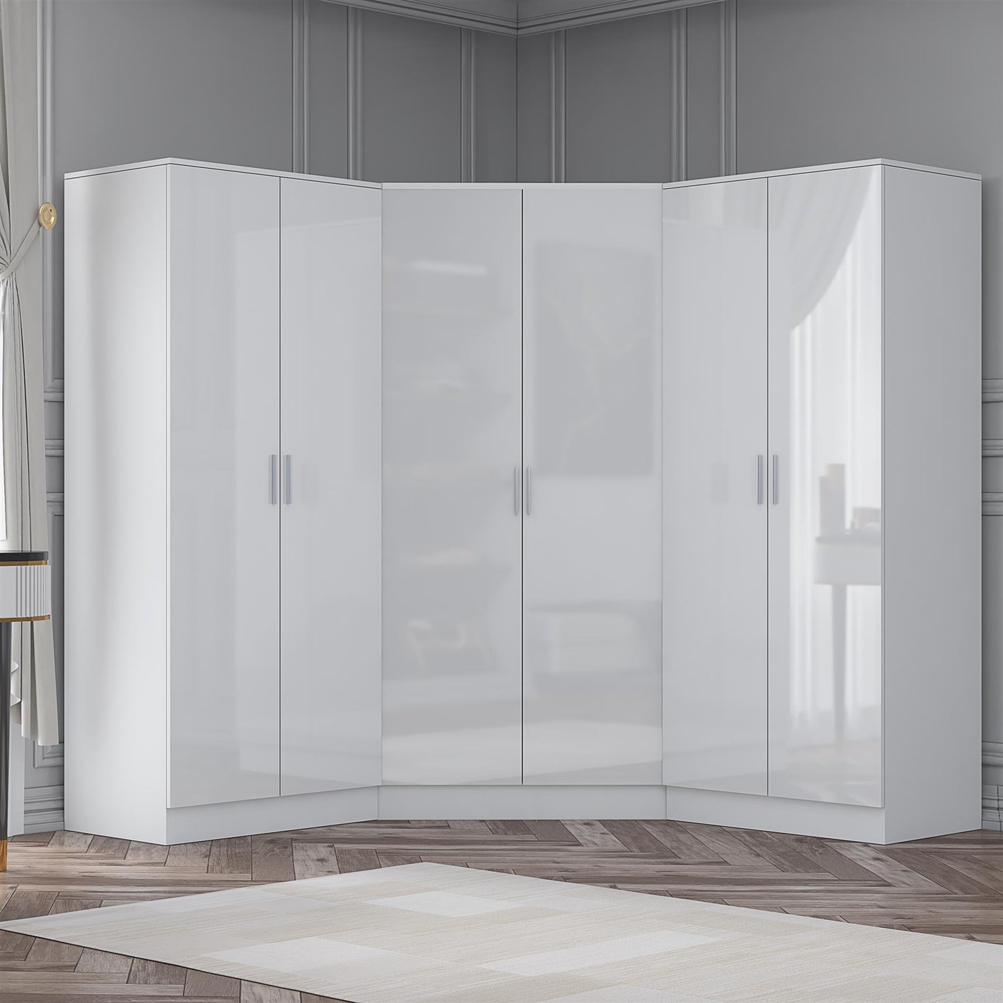 REFLECT Gloss 6 Door Wardrobe Bundle - 2 Door Corner + 2 Door + 2 Door Wardrobe
