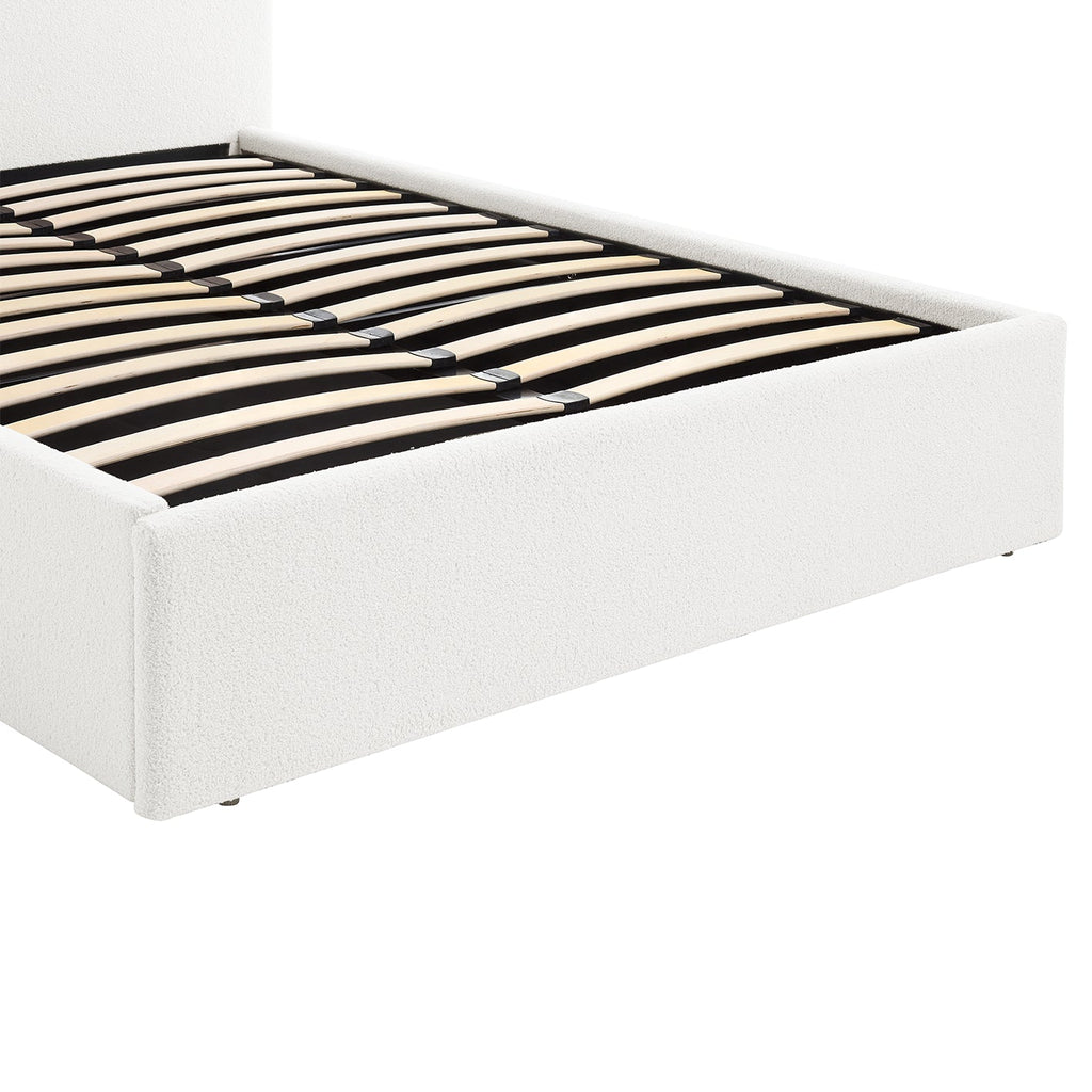 TEDDY Boucle Fabric Ottoman Storage Bed - 2 Colours + 4 Sizes + 6 Mattresses