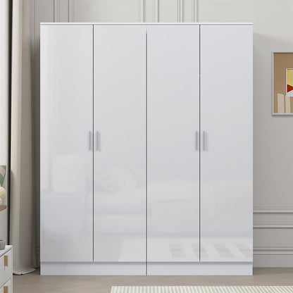 Reflect 2x 2 Door Plain Wardrobe Bundle - White Gloss & Matt White - Hanging Rails & Shelves - Modern Sleek Design