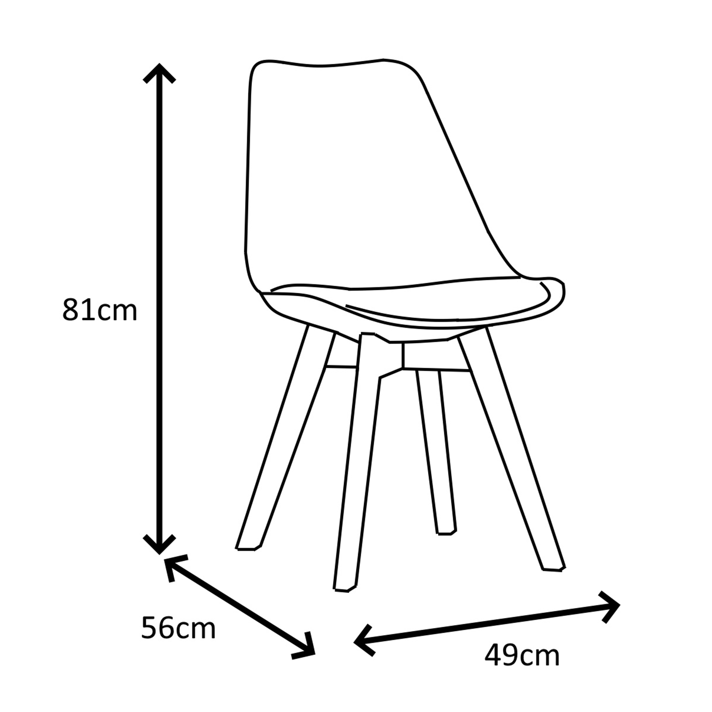 LOUVRE Pair of Oak & Grey Dining Chairs with Comfy Padded Cushions - Modern Chairs for Home Living