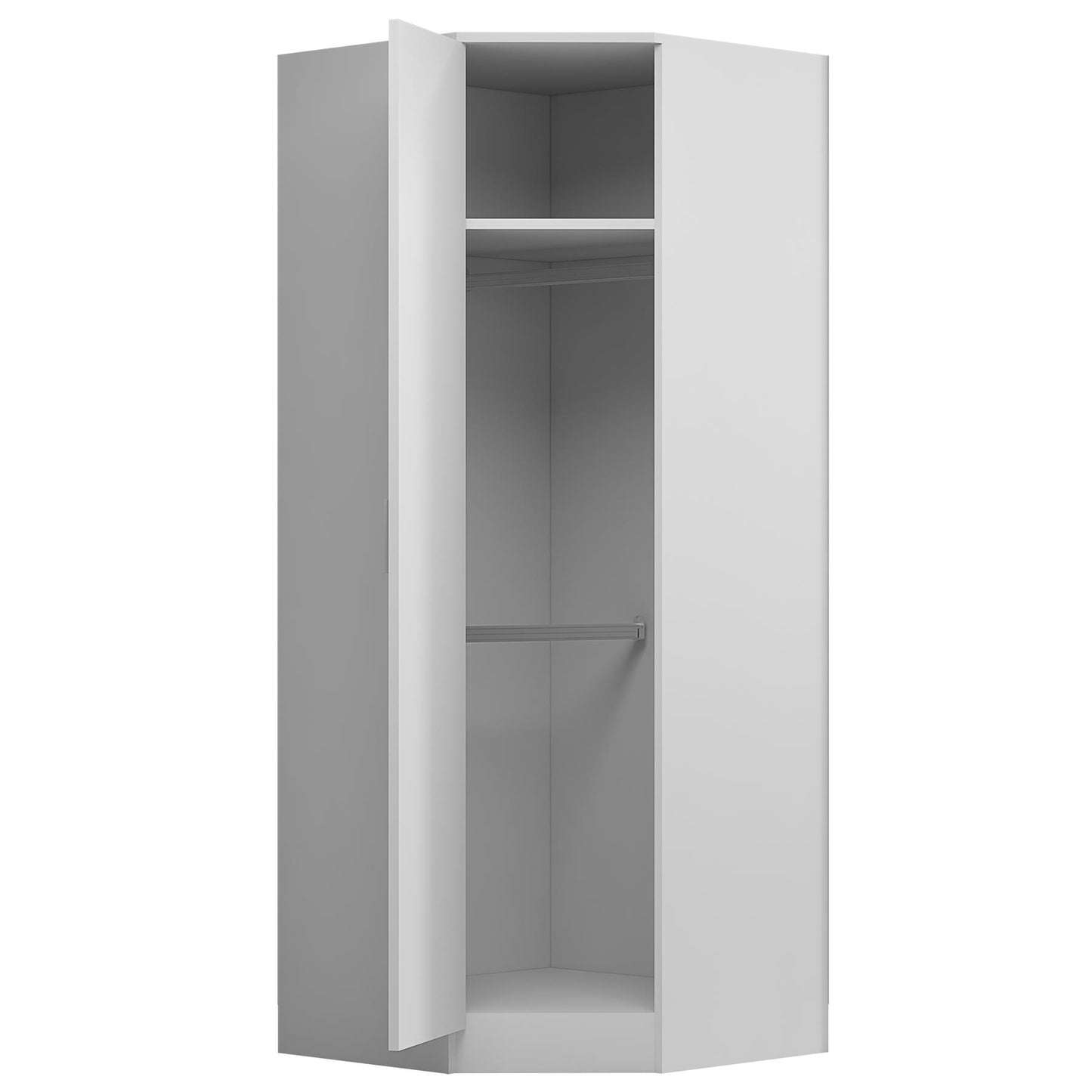 REFLECT - 1 Door Corner + 5 Drawer Chest + 2 Drawer Bedside in Gloss White / Matt White