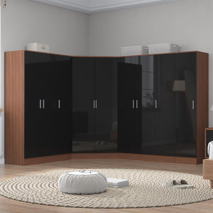 REFLECT Gloss Large 9 Door Corner Modular Wardrobe Bedroom Furniture Bundle Set