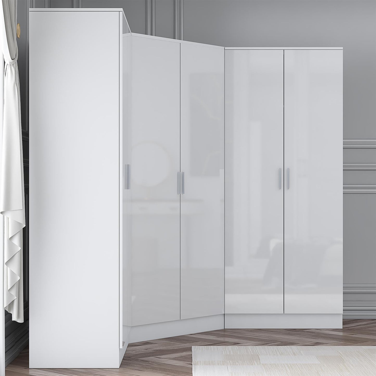 REFLECT Gloss 6 Door Wardrobe Bundle - 2 Door Corner + 2 Door + 2 Door Wardrobe