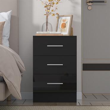 REFLECT Gloss Bedroom Furniture 3 Drawer Bedside - 4 Colour Options