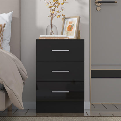 REFLECT Gloss Bedroom Furniture 3 Drawer Bedside - 4 Colour Options