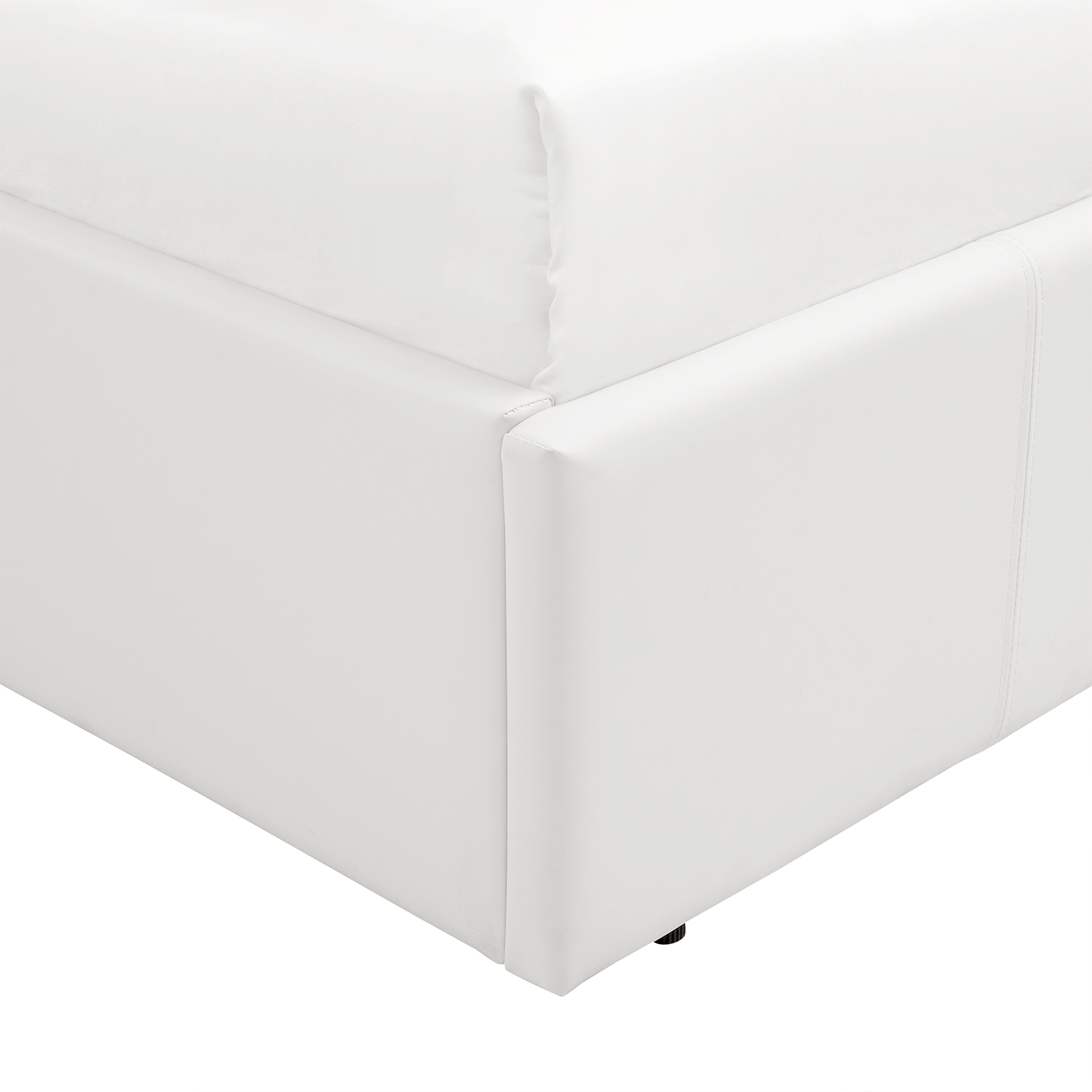 LUNA Faux Leather Gas Lift Ottoman Storage Bedframe in White with 4 Size Options