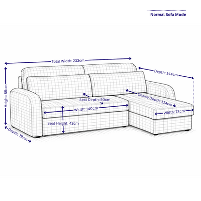 FLYN - 3 Seater L Shape Corner Sofabed in Teddy Boucle BLACK