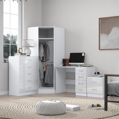 REFLECT 1dr Corner Bedroom Furniture Bundles Chest, Bedsides, Desks - 4 Colours