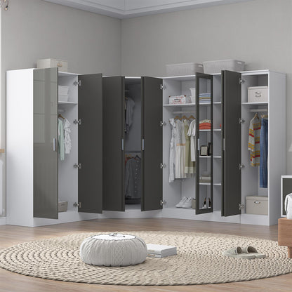 REFLECT Gloss 4pc Set - 2dr Corner Wardrobe + 3dr Mirror + 3dr Plain + 1dr Plain