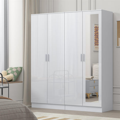 Reflect 2pc Wardrobe Bundle - 2 Door Mirror + 2 Door Plain - White Gloss & Matt White