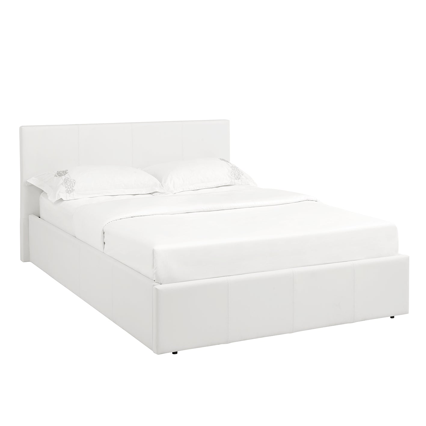 LUNA 3FT Single White Ottoman Storage Bed with Gas Lift Faux Leather Fabric & Sprung Slats Base
