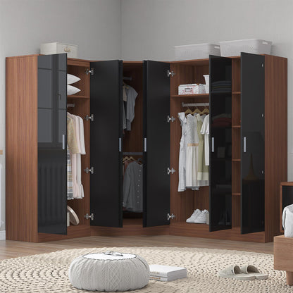 REFLECT Gloss 7 Door Wardrobe Bundle - Corner + 3dr Plain + Double Wardrobe
