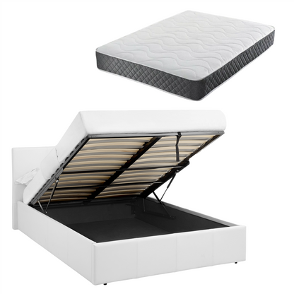 LUNA Faux Leather Ottoman Storage Bed Available Colour Size & Mattress Options