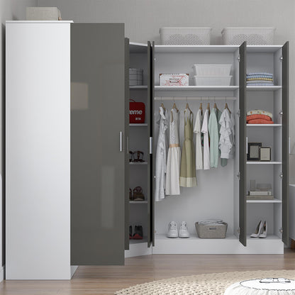 REFLECT Gloss 7 Door Wardrobe Bundle - Corner + 3dr Plain + Double Wardrobe