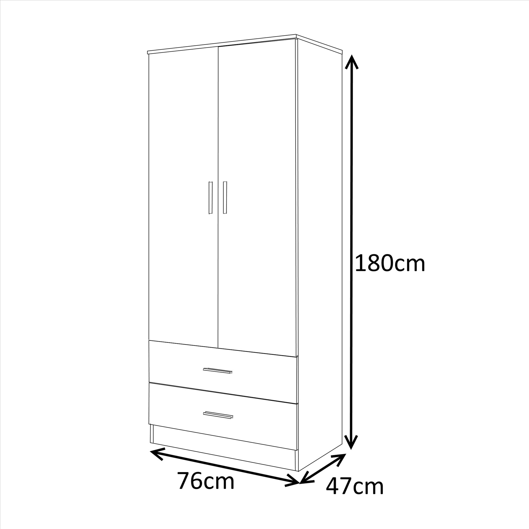 REFLECT High Gloss Bedroom Furniture Wardrobe Chest Bedside Desk Option in White