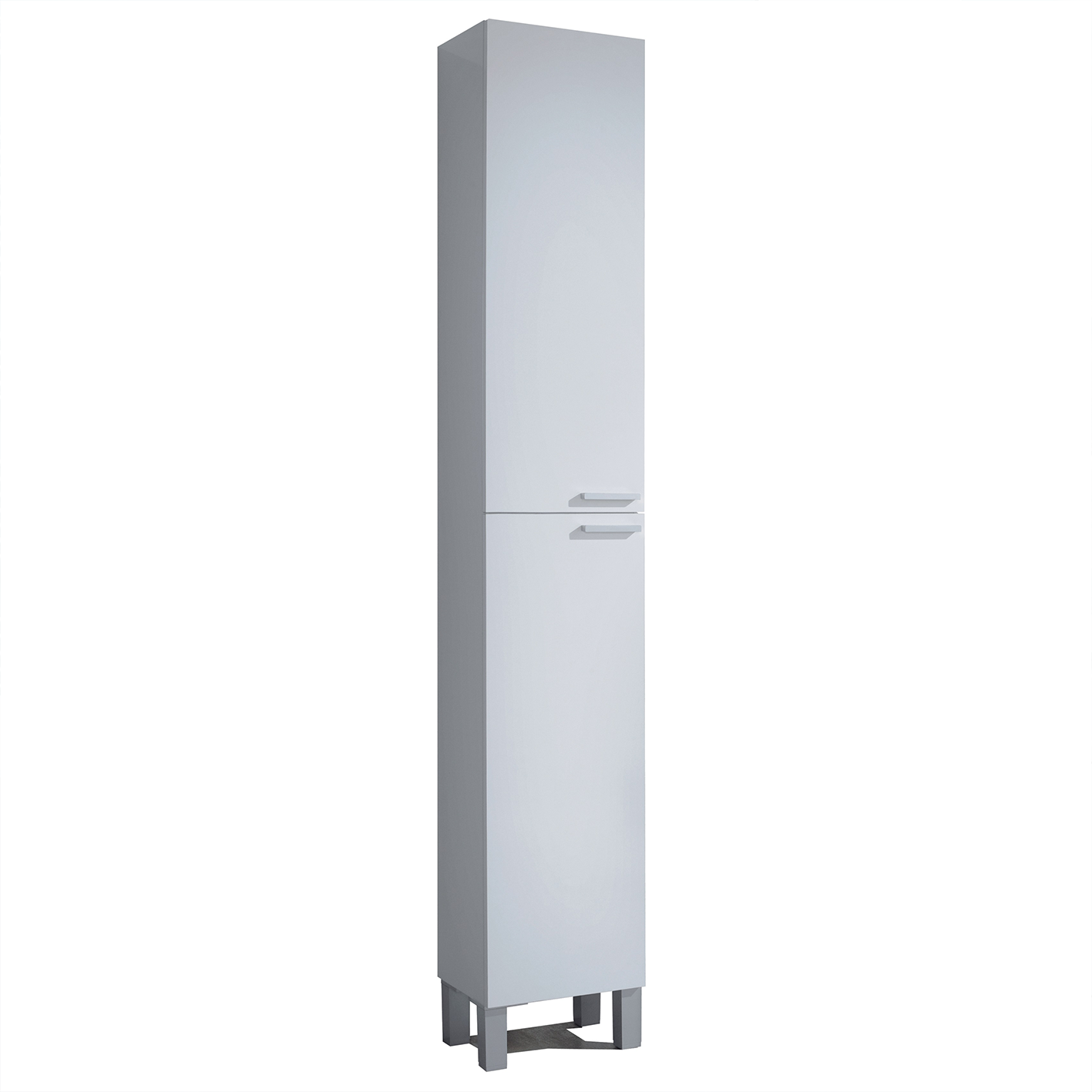 Baltic White Tall 2 Door Bathroom Storage Cabinet - Organiser for Toiletries & Towels