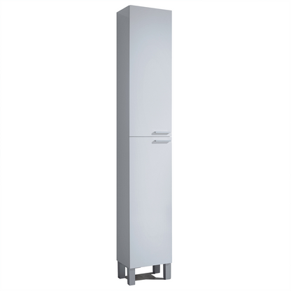 Baltic White Tall 2 Door Bathroom Storage Cabinet - Organiser for Toiletries & Towels