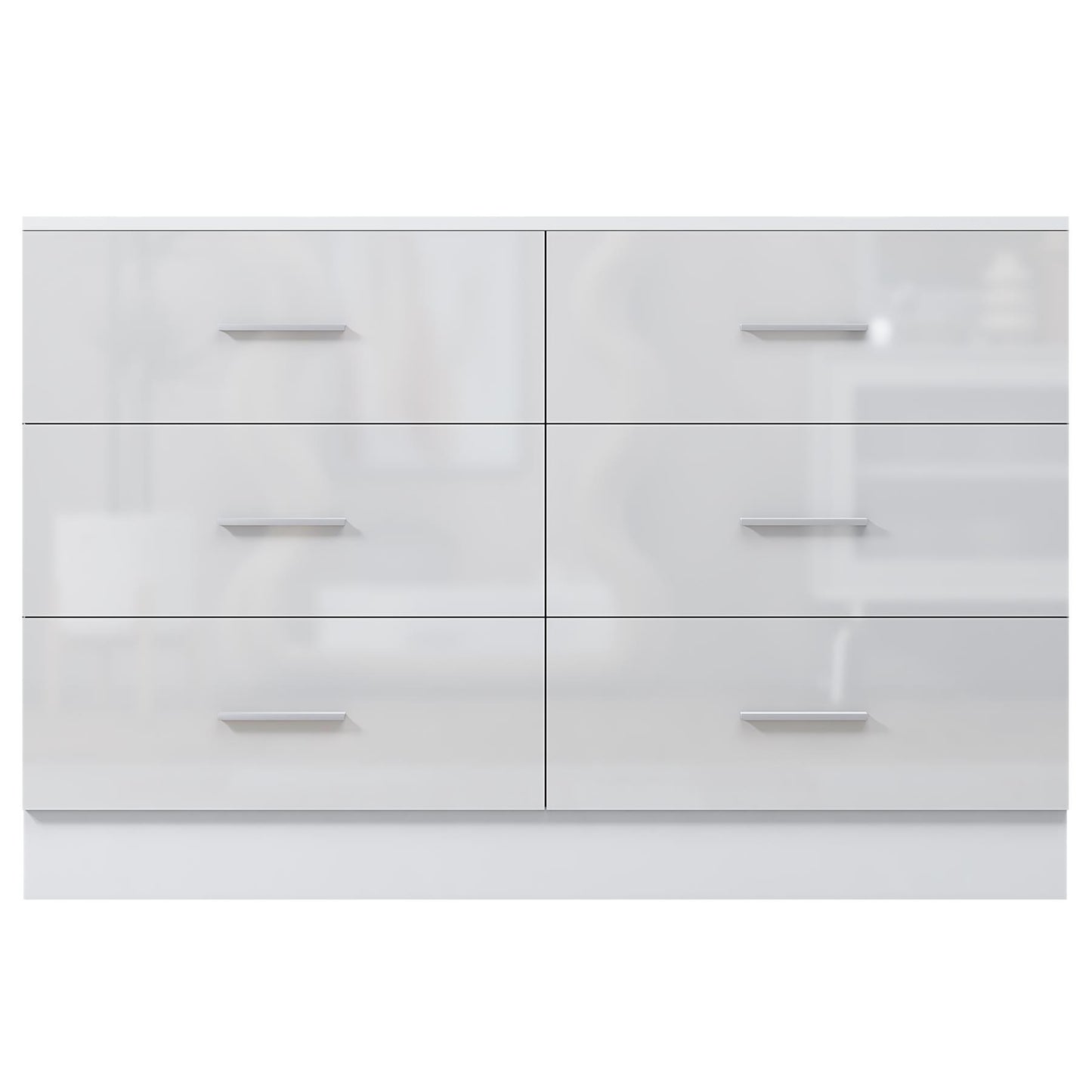 REFLECT Gloss Bedroom Furniture Wide 6 Drawer Chest of Drawers - 4 Colour Option