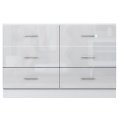 REFLECT Gloss Bedroom Furniture Wide 6 Drawer Chest of Drawers - 4 Colour Option