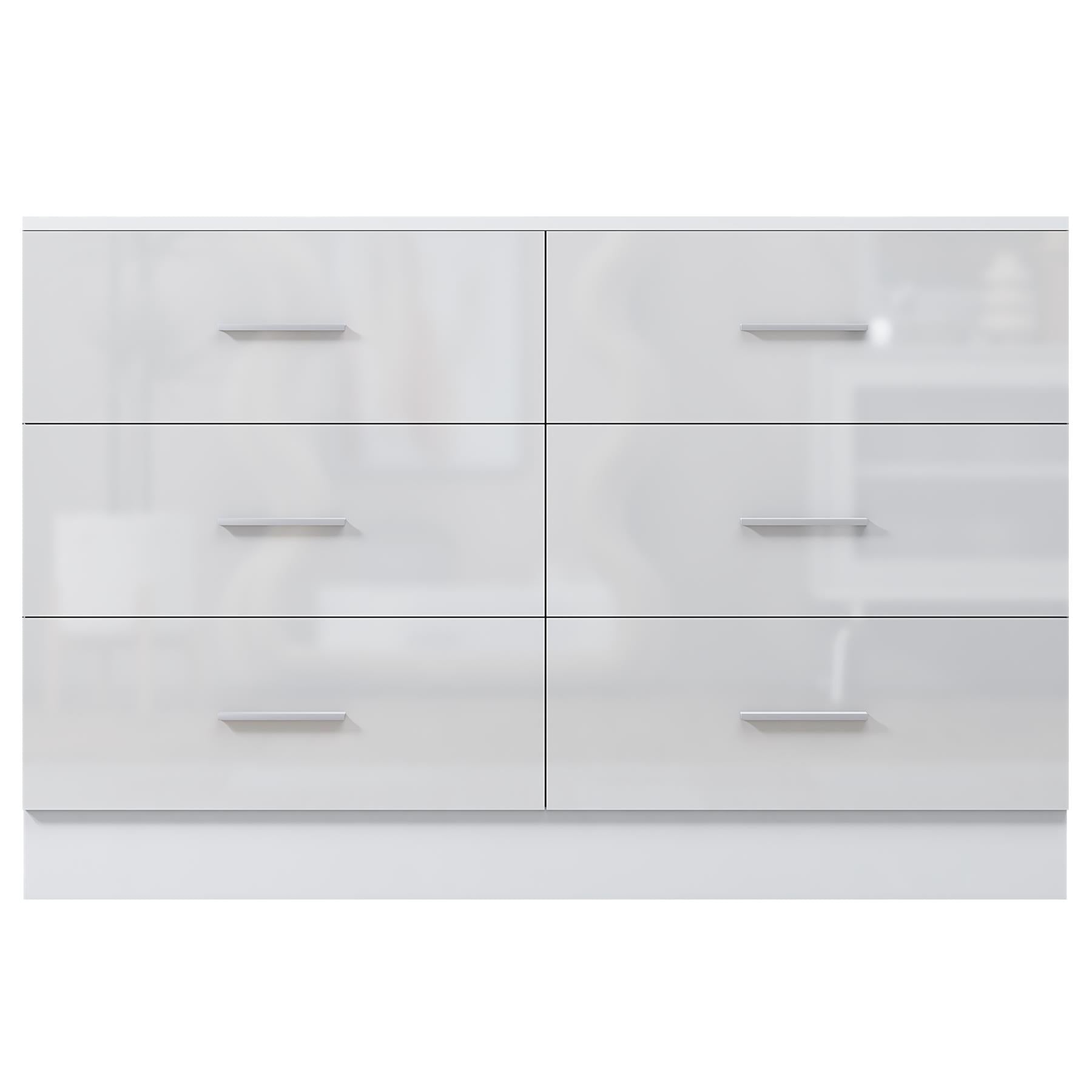 REFLECT High Gloss Bedroom Furniture Wardrobe Chest Bedside Desk Option in White