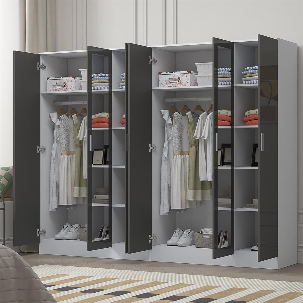 REFLECT 2pc Wardrobe Bundle - 3 Door Mirror + 3 Door Mirror - 4 Colour Options