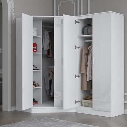 REFLECT Gloss 4 Door Wardrobe Bundle Inc 2 Door Corner + 2 Door Bedroom Set