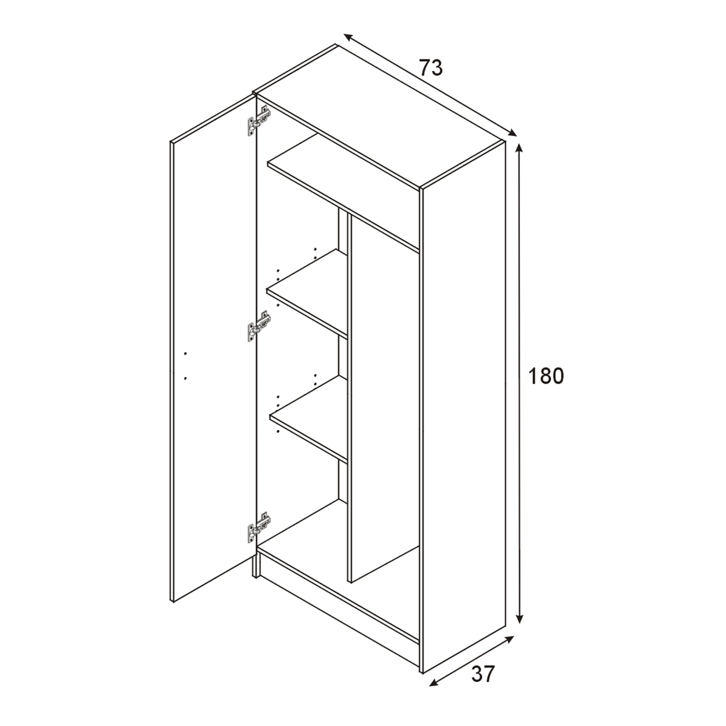 Vita 2 Door Kitchen Utility Room Cabinet - Oak Finish