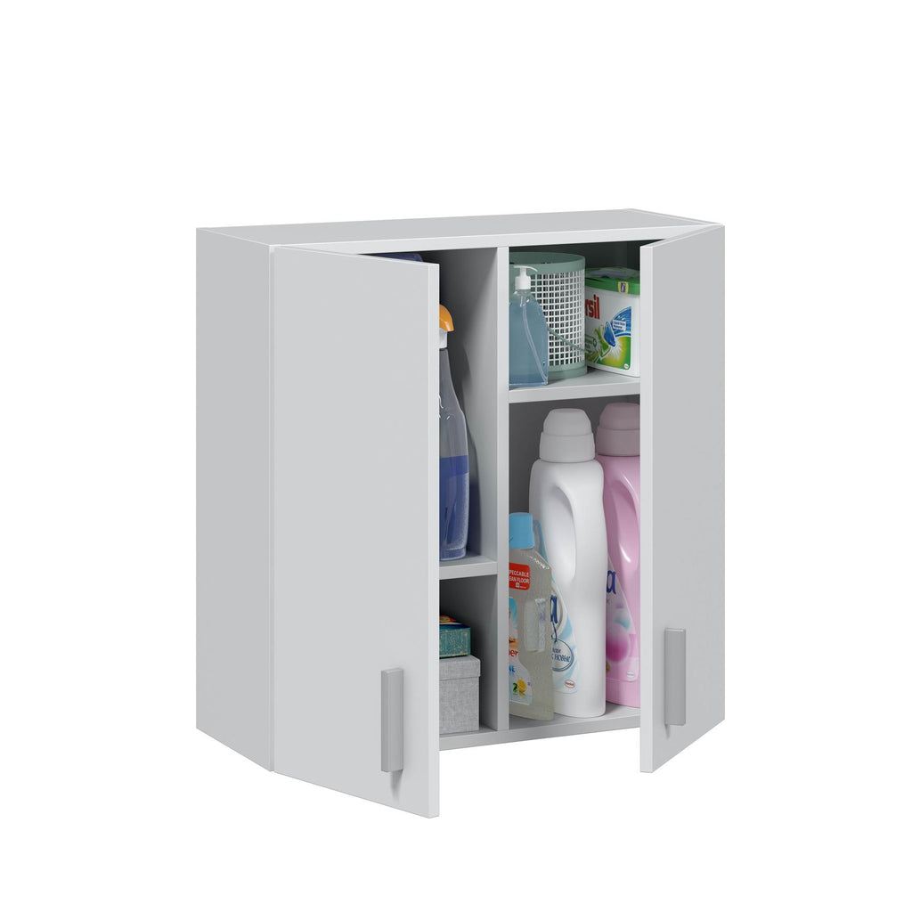 Vita White Wall-Hung Kitchen Cupboard - 2 Door Modular Storage Unit for Utility Room or Kitchen